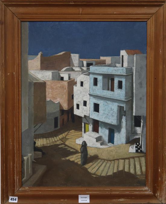 Anne Wright 1969, oil on board, Tangier, Morocco, monogrammed and dated, 61 x 46cm